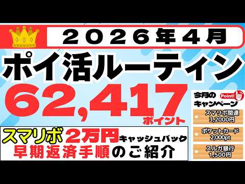 【ポイ活ルーティン】６２,４１７ポイント獲得（4月1日～4月30日）（スマリボキャンペーン早期返済やってみた） サムネイル