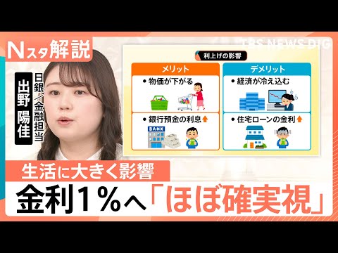 “31年ぶりの高水準”日銀1％に利上げへ　物価や住宅ローン…暮らしへのメリット・デメリットは？【Nスタ解説】｜TBS… サムネイル