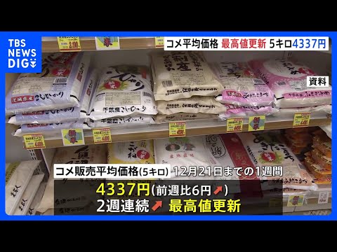 コメ価格 今年最後も“最高値更新”　年初は5キロ平均「3000円台半ば」→年末は「4337円」　備蓄米・農政転換・大臣…