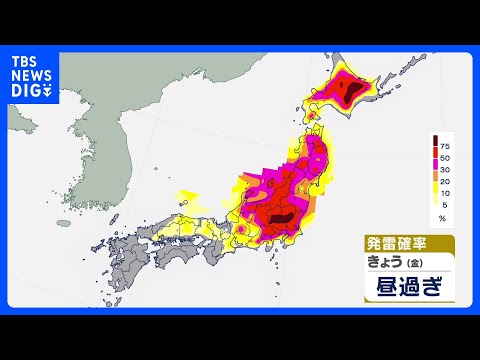 晴れていても天気の急変に注意　東～北日本は大気不安定　急な強い雨や落雷のおそれ｜TBS NEWS DIG サムネイル