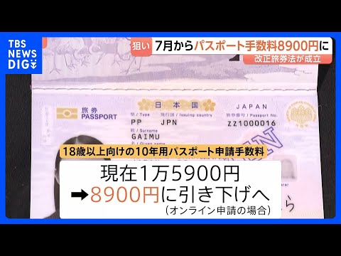 パスポート申請手数料7月から大幅引き下げへ　他国に比べて日本人の保有率が著しく低く取得を後押ししたい考え　改正旅券法成… サムネイル