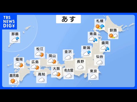 東京21℃予想で「ひんやり体感」解消へ　西日本は夏のような暑さ　北陸や北日本・日本海側は天気下り坂【24日 あすの天気… サムネイル