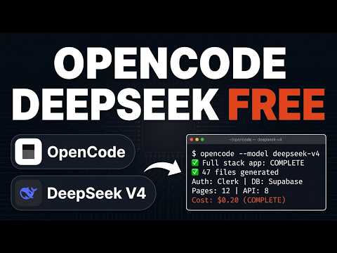 OpenCode + DeepSeek Flash V4 = Full App INSTANTLY (FREE*) サムネイル