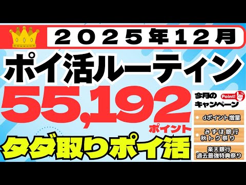 【ポイ活ルーティン】５５,１９２ポイント獲得（１２月１日～１２月３１日）今月のトピック：節税ポイ活（ちょこつみ解約）、…