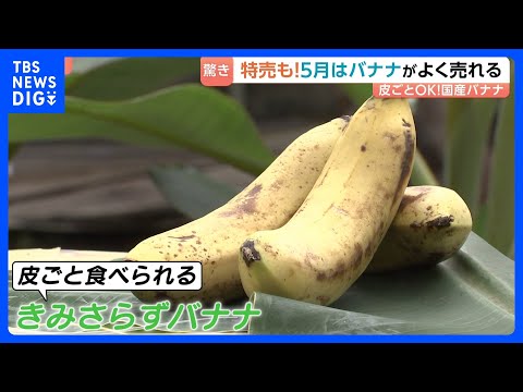 スーパーの売り場にずらり！なぜ？5月はバナナがよく売れる！プレミアムなジュース＆「もっちりとしてコクがある」皮ごと食べ…