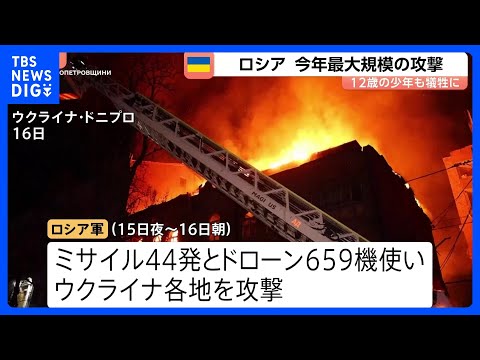 「ミサイル44発、ドローン659機」今年最大規模の攻撃･･･ウクライナでロシア軍の攻撃により少なくとも17人死亡　7つ…