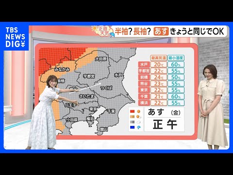 【6月5日 関東の天気】半袖? 長袖? 暑さの目安は“きょう（4日）”｜TBS NEWS DIG