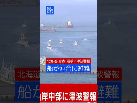 船が沖合に避難　北海道・青森・岩手に津波警報　青森で最大震度5強の地震｜TBS NEWS DIG　shorts サムネイル