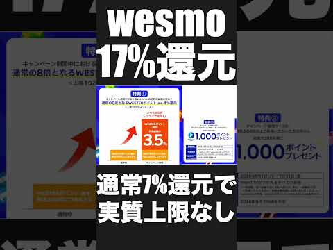 【最大17%還元】wesmoで還元率が8倍で上限実質無し!?J WESTゴールドカードなら7％還元で買い…
