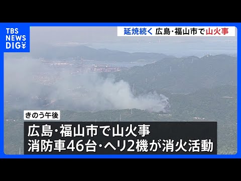 延焼続く 広島・福山市で山火事、少なくとも15ヘクタール焼け鎮火のめど立たず｜TBS NEWS DIG