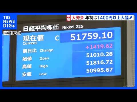 大発会　一時1400円超大幅値上がり　東京株式市場　3週間ぶりに節目の5万1000円を回復　上昇基調保てるか「持続力」…
