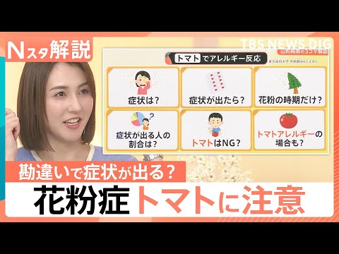 スギ花粉症なら知っておきたい「花粉食物アレルギー」の症状や対処法 トマト、リンゴも要注意【Nスタ解説】｜TBS NEW… サムネイル