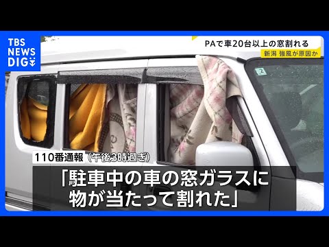 「細かい砂を巻き上げた風が…」20台以上の車の窓ガラスが相次ぎ割れる　原因は強風か　2人が軽いけが　上信越道・新井PA… サムネイル