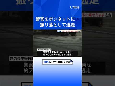 【防犯カメラ映像】警察官を車のボンネットに乗せたまま逃走　700mにわたり走る様子　大阪・岸和田市の商店街｜TBS N… サムネイル