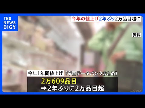2025年の値上げ2年ぶり2万品目超の「2万609品目」 値上げは2026年も“常態化”｜TBS NEWS DIG