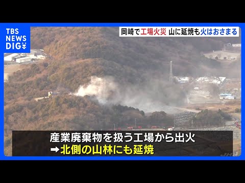 愛知・岡崎市の工場火災　山林に延焼も火はほぼ消し止められる　けが人は確認されず｜TBS NEWS DIG