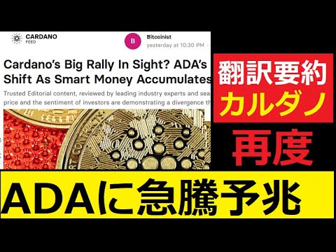【中堅投資家】弱気投資家が売る裏で「カルダノADA大口が買い蓄積」 サムネイル
