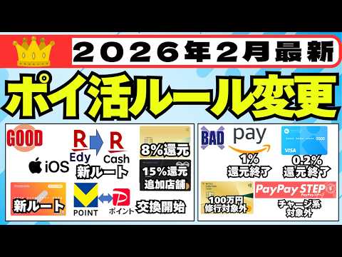 【2026年2月】ポイ活ルール変更をご紹介 (Olive8%還元、ローソンPontaプラス対象店追加、iphoneで楽… サムネイル