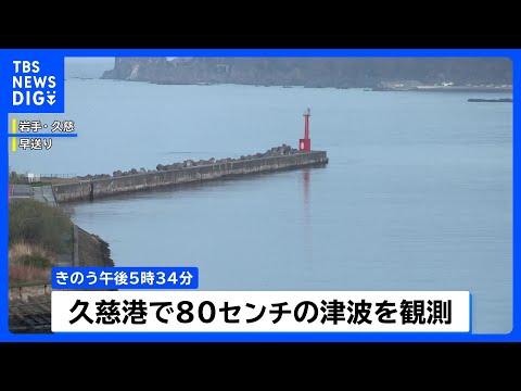 岩手・久慈市で80センチの津波観測　陸前高田市では高台へ避難する人々の姿も　青森県で最大震度5強｜TBS NEWS D…