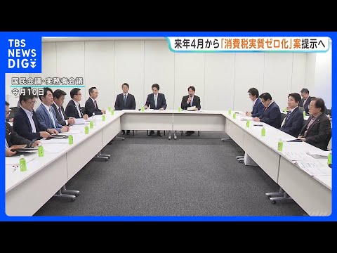 来年4月から「食料品消費税 実質ゼロ化」案を提示へ きょうの国民会議で今月末の中間とりまとめに向けた案|TBS NEW…