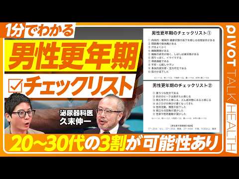 【男性更年期を1分でチェック】男性更年期を確かめる17 項目／20〜30代でも３割が「可能性あり」／男性更年期とうつ病… サムネイル