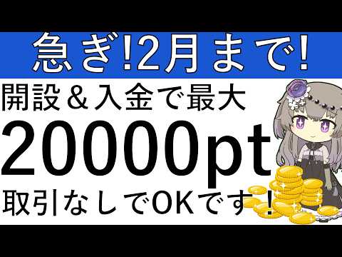 【急ぎ‼】2月まで！開設＆入金で最大2万ptが貰えるタイアップキャンペーンを頂きました！ サムネイル